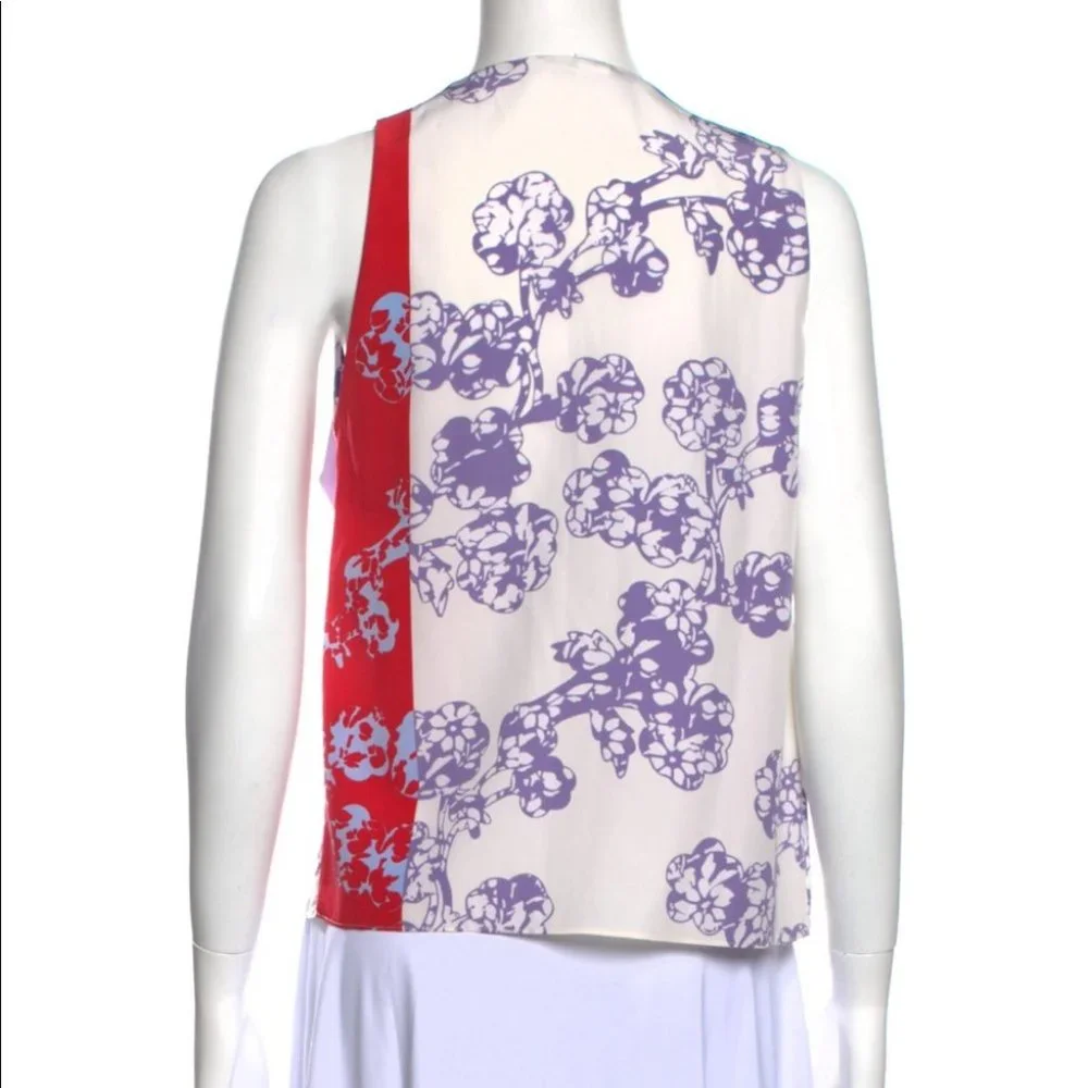 Diane Von Furstenberg Silk Floral Print Blouse - Picture 2 of 13